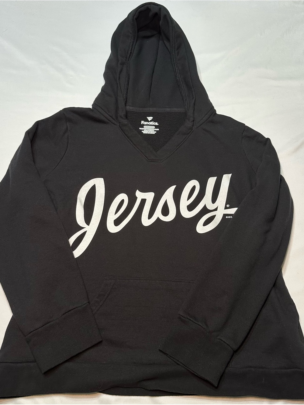 Fanatics New Jersey Devils NHL Black Script "Jersey" Pullover Hoodie Women's XXL